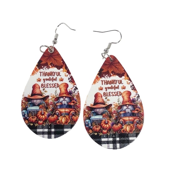 Set Of Three Wooden Gnome Fall Earrings - Picture 2 of 10